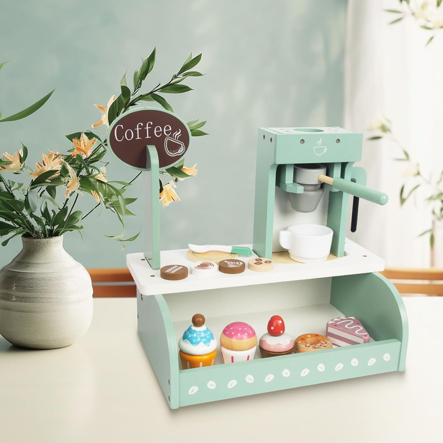 Juego de Cafetera y Reposteria de madera 2 en 1