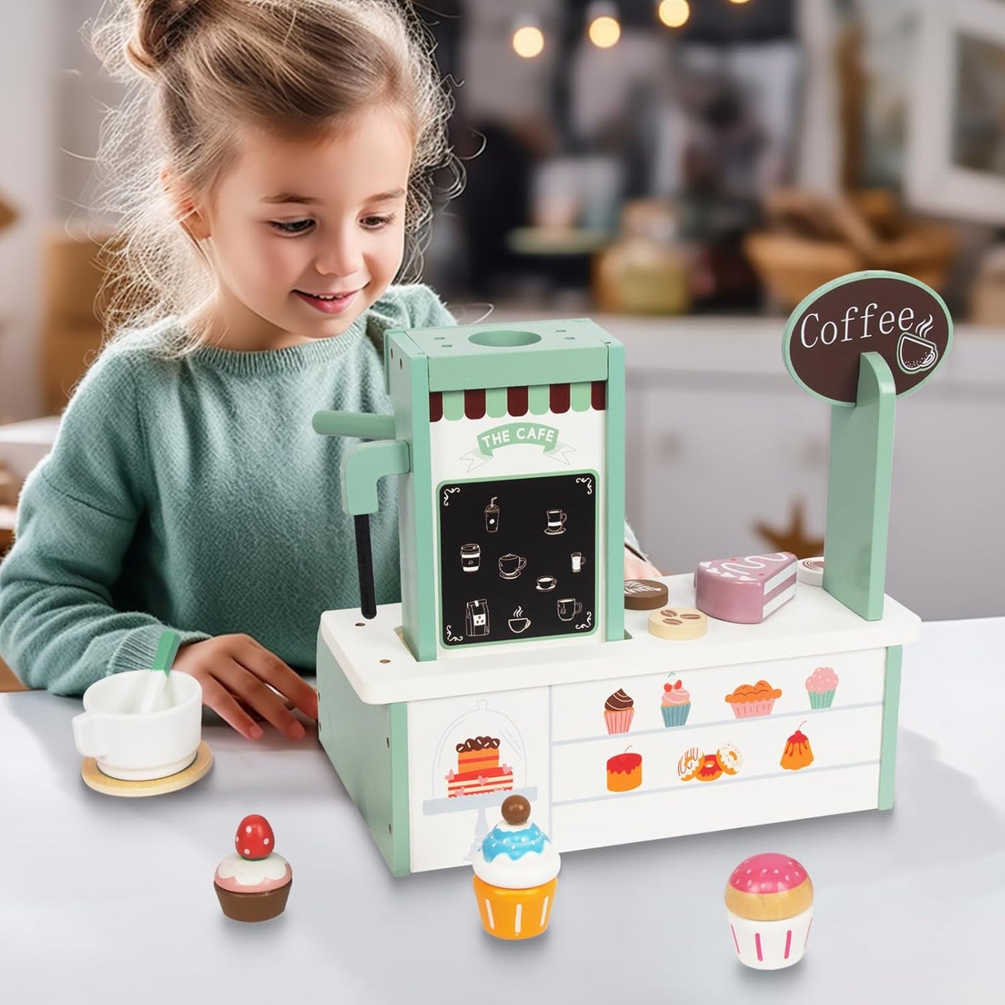 Juego de Cafetera y Reposteria de madera 2 en 1