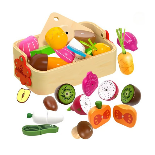 Canasta de Frutas y Verduras de Madera con Imán Montessori