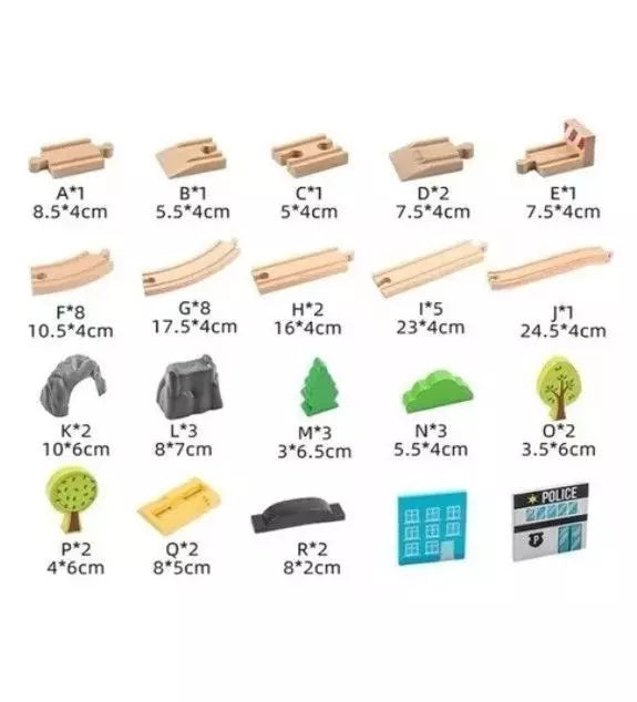 Juego de Tren de Madera - 80 piezas