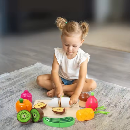 Canasta de Frutas y Verduras de Madera con Imán Montessori