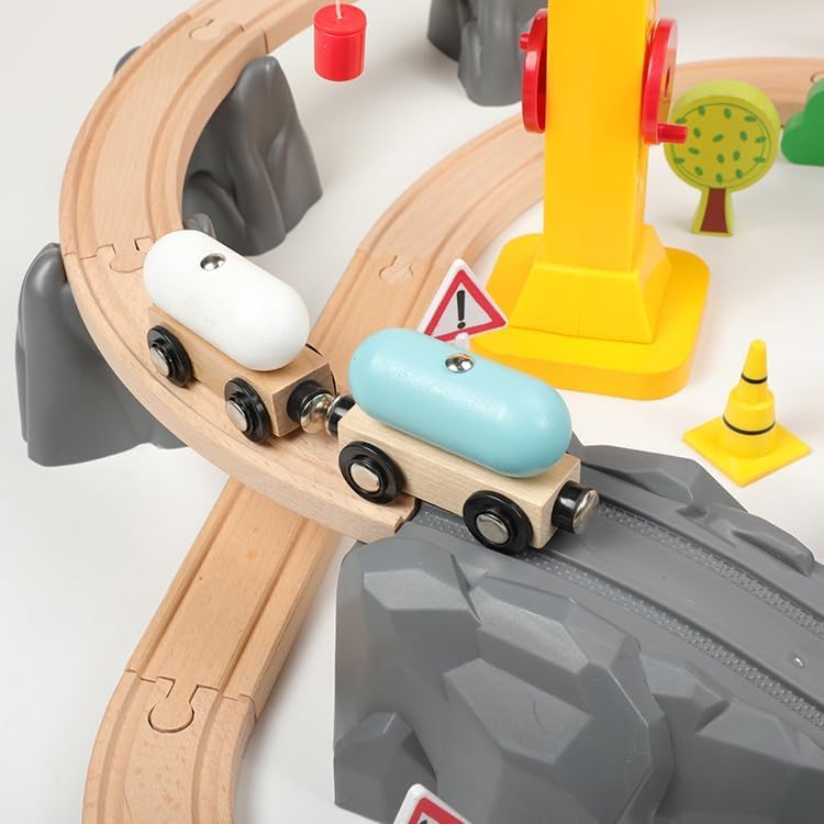 Juego de Tren de Madera - 80 piezas