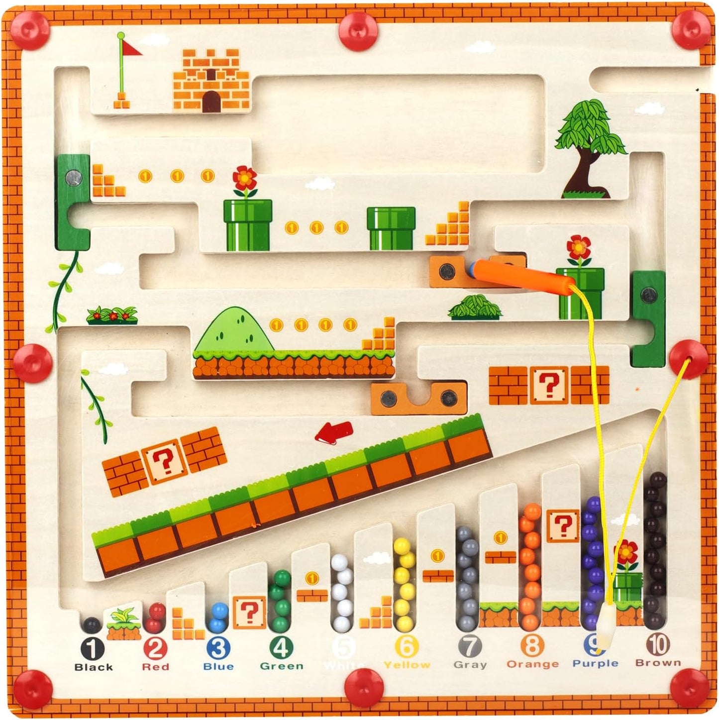 Laberinto magnético de color y números Mario Bross