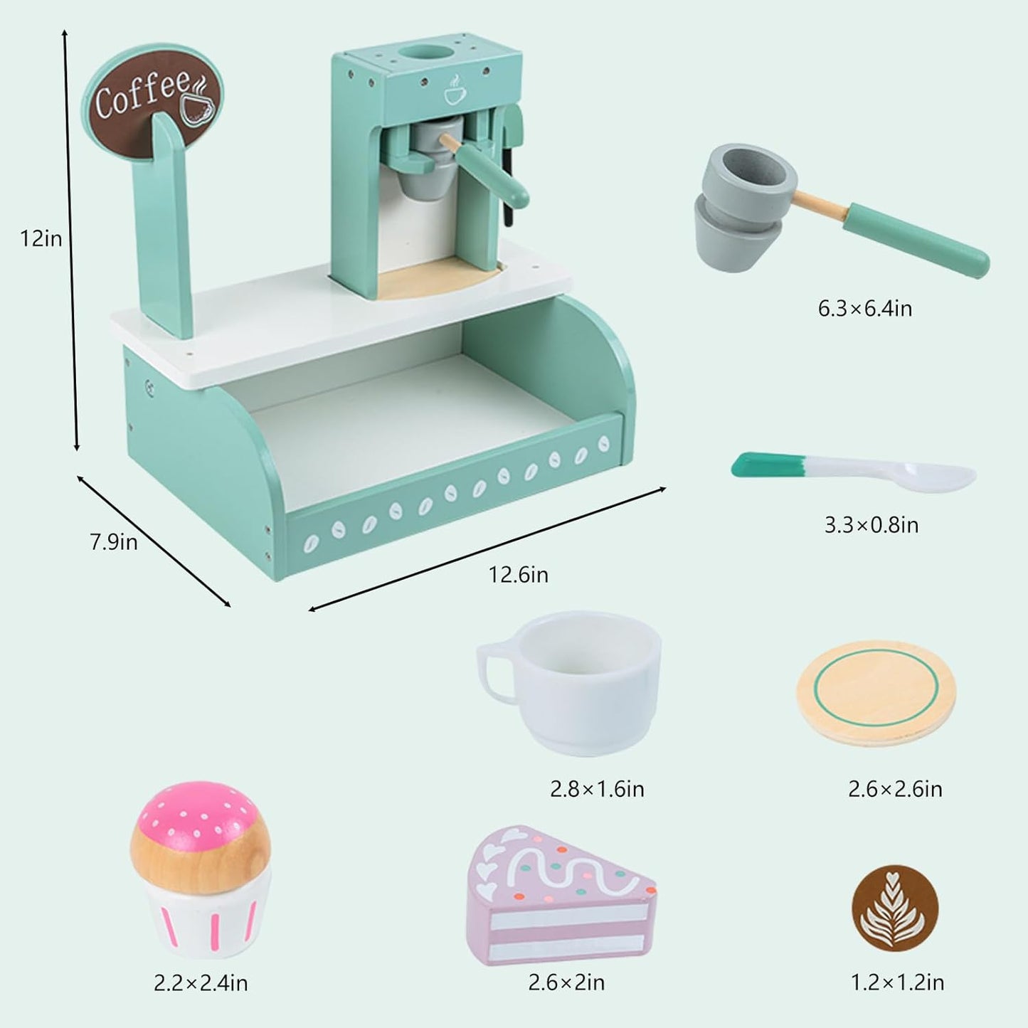 Juego de Cafetera y Reposteria de madera 2 en 1