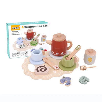 Juego de Te Rojo de Madera