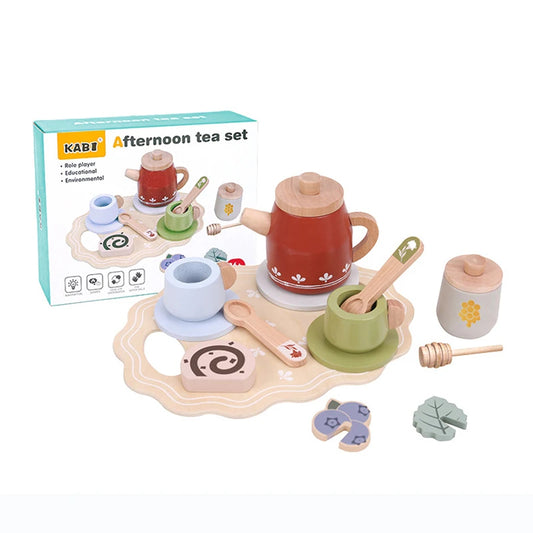 Juego de Te Rojo de Madera