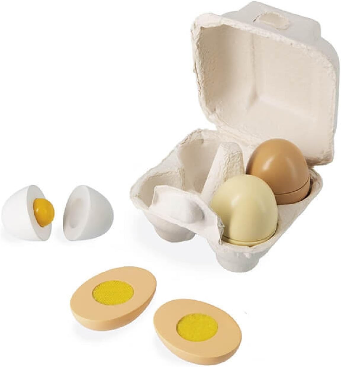 Huevera con 4 Huevos de Madera