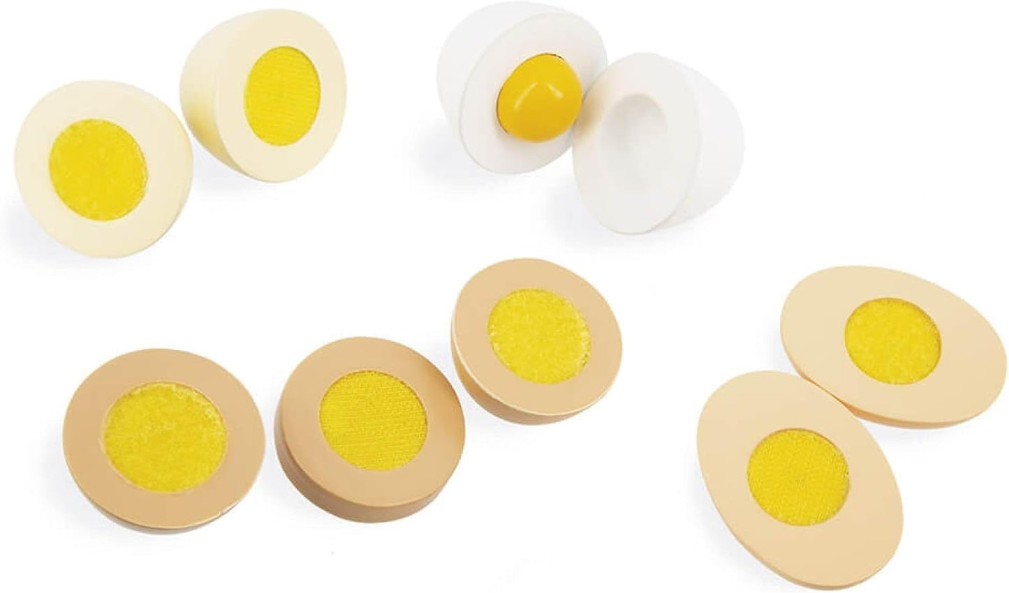 Huevera con 4 Huevos de Madera