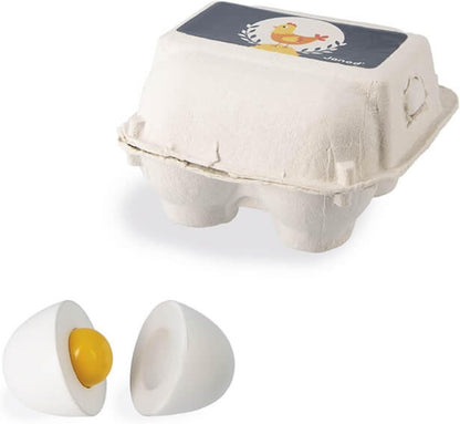 Huevera con 4 Huevos de Madera