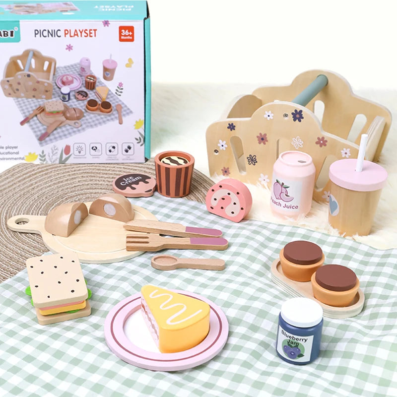 Set de Picnic con Cesta de Madera