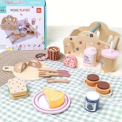 Set de Picnic con Cesta de Madera