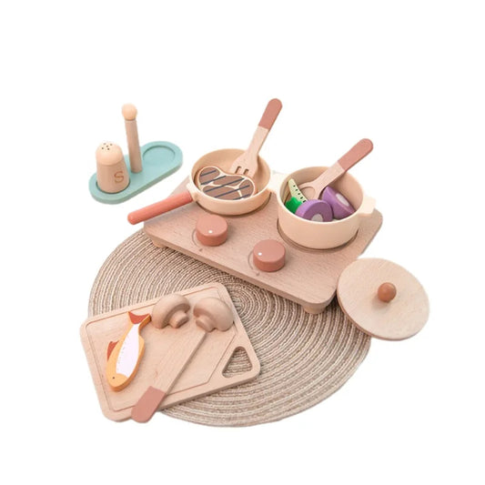 Set de Cocina de Madera Natural