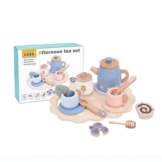Juego de Te Azul de Madera