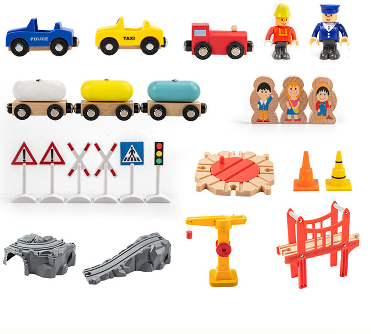 Juego de Tren de Madera - 80 piezas