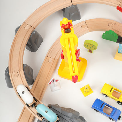 Juego de Tren de Madera - 80 piezas